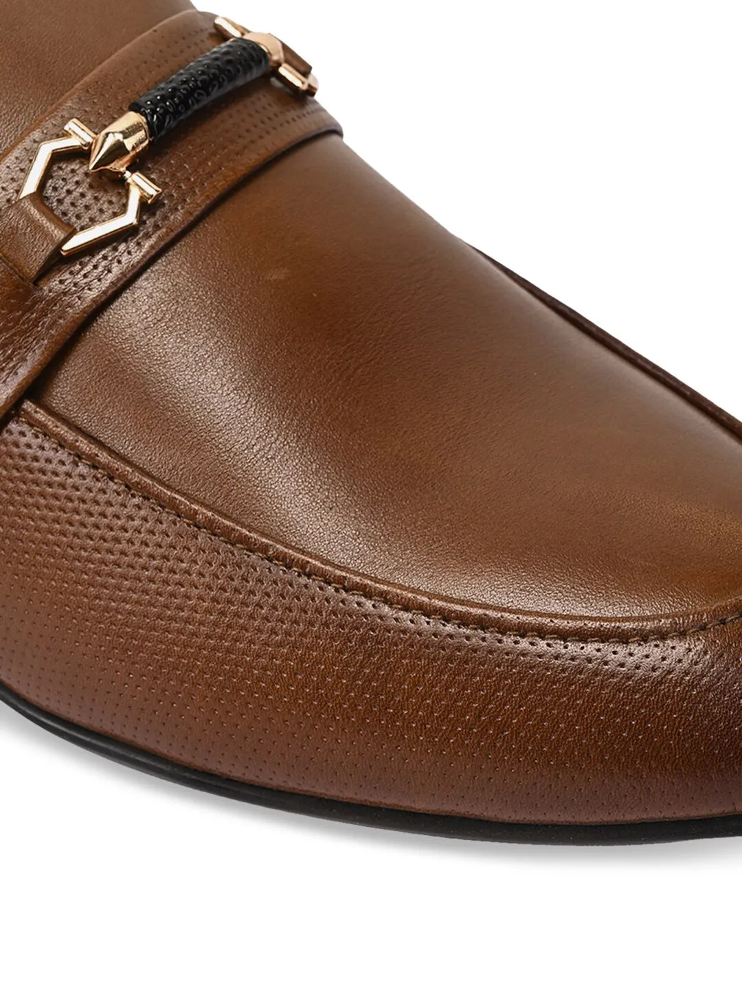 Men Brown Solid Genuine Leather Loafers