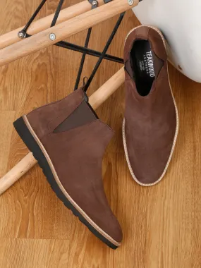 Men Flat Eva Sole Brown Regular Boots