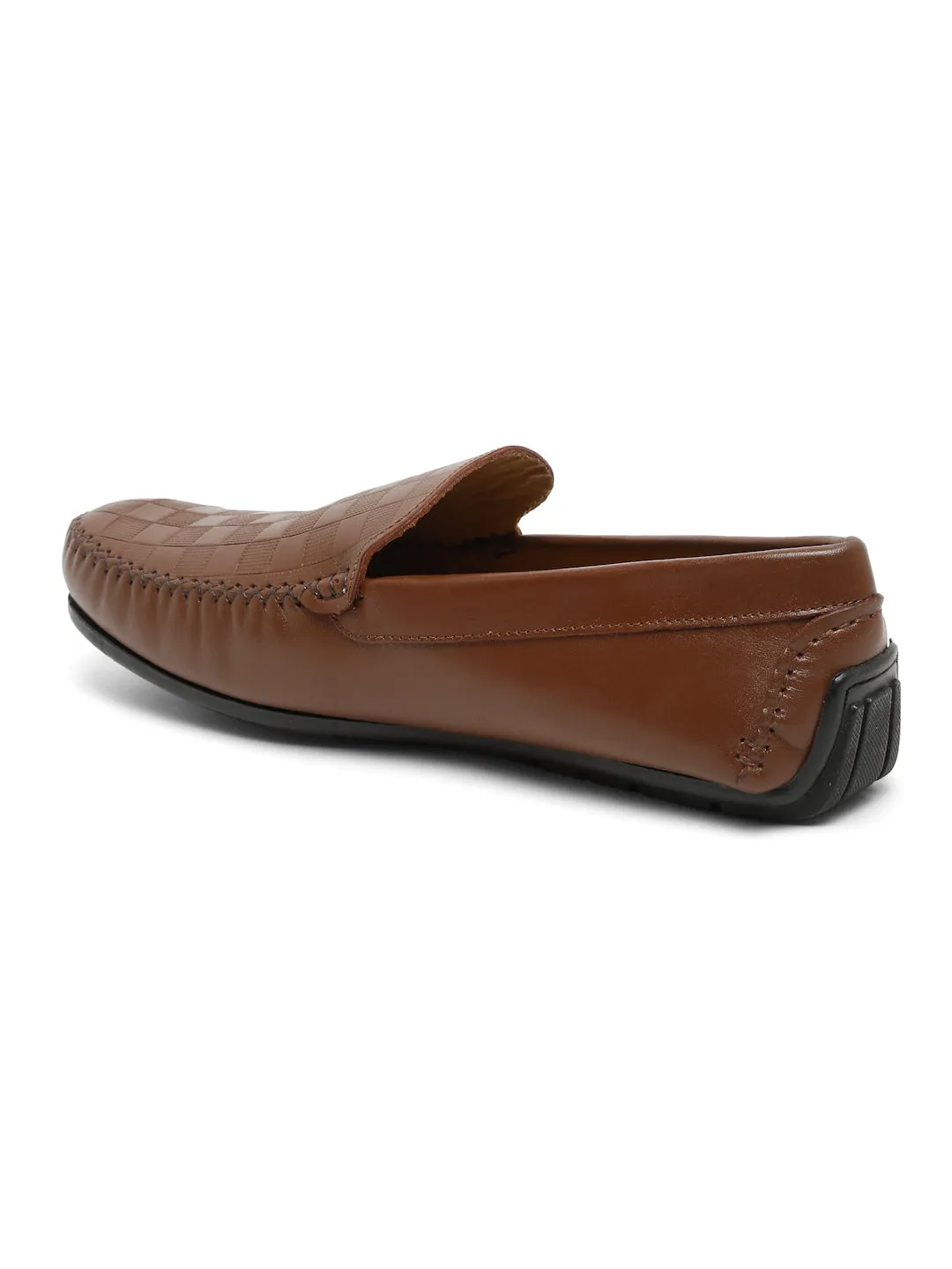 Men Tan Texture Genuine Leather Loafers