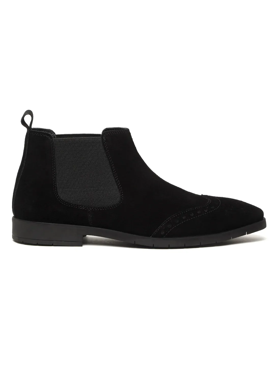 Men's Black classy Suede Leather Mid-Top Chelsea Boots