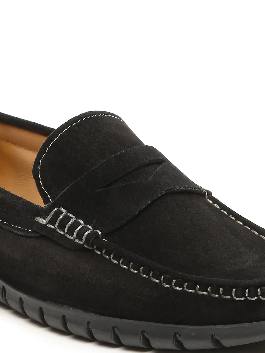 Men's Black Suede Leather Loafers