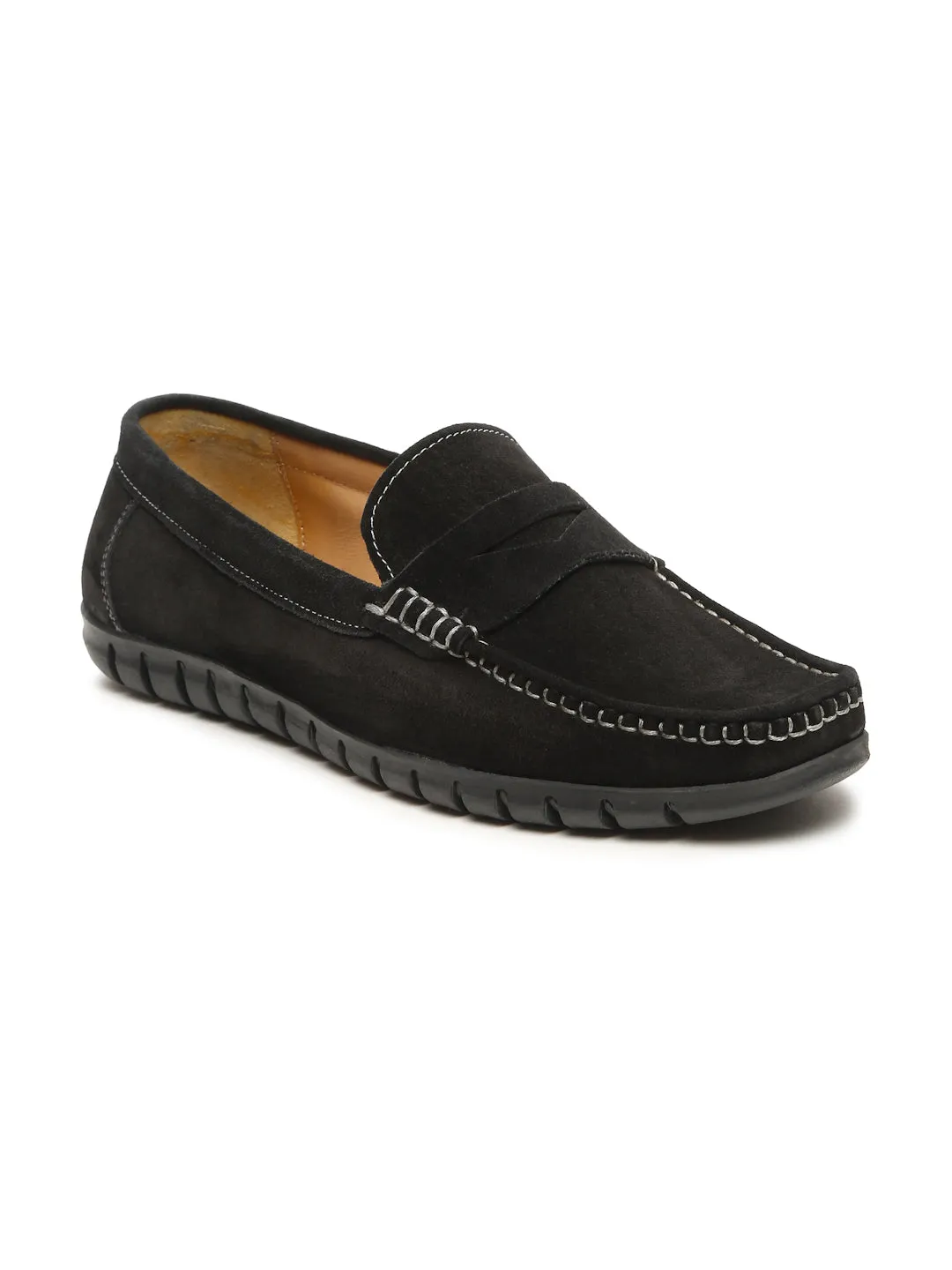 Men's Black Suede Leather Loafers