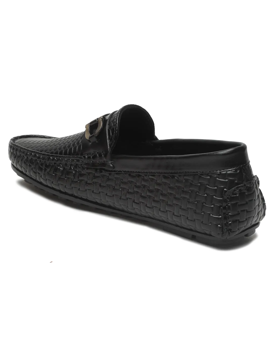 Men's Black Texture Leather Flexi 360 Loafers