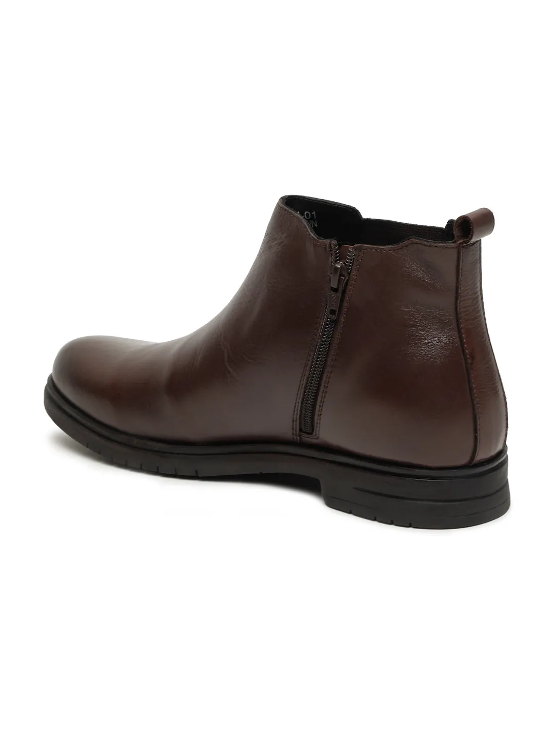 Men's Brown Solid Leather Chelsea boots