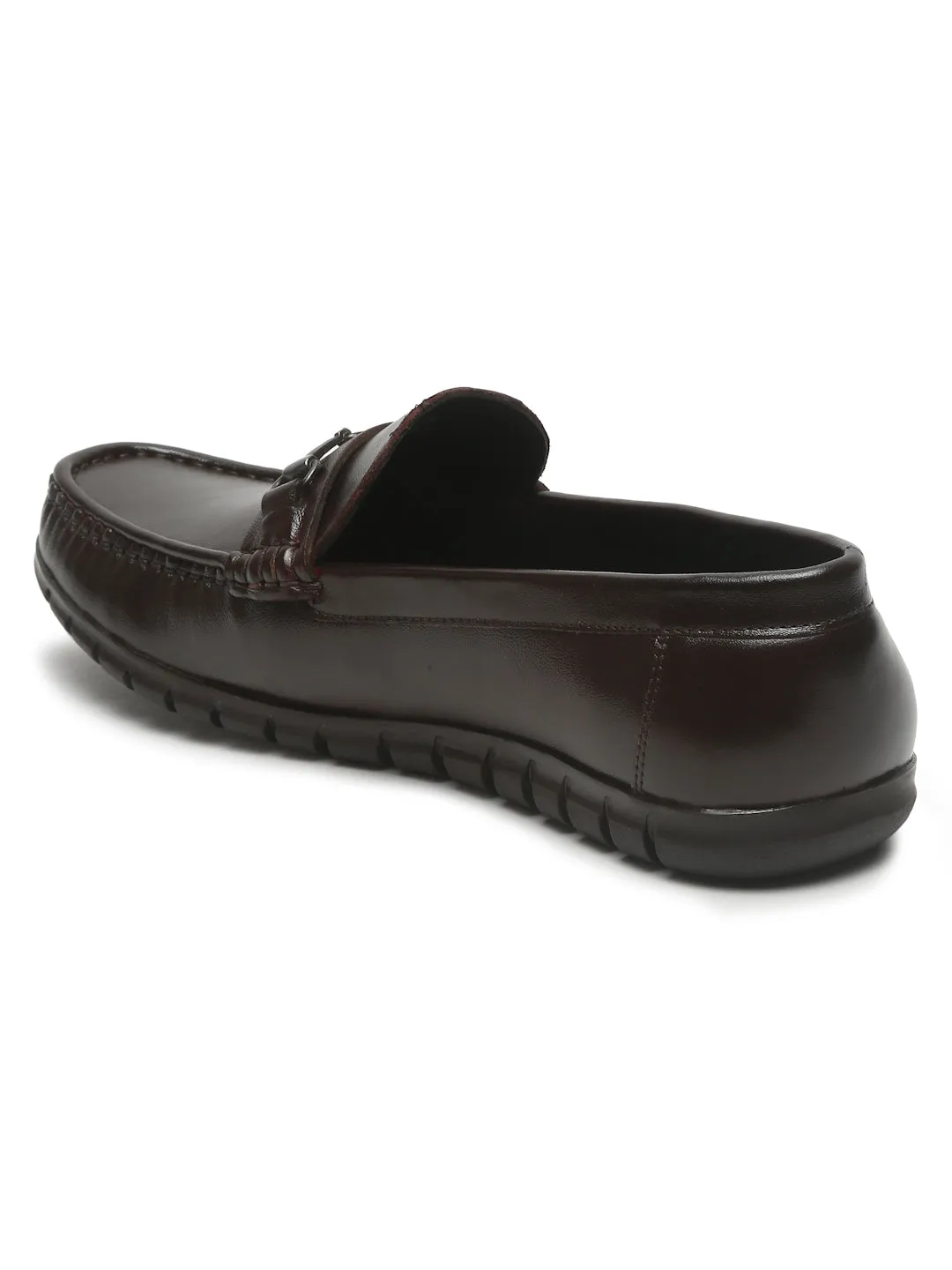 Men's Brown Solid Leather Loafers