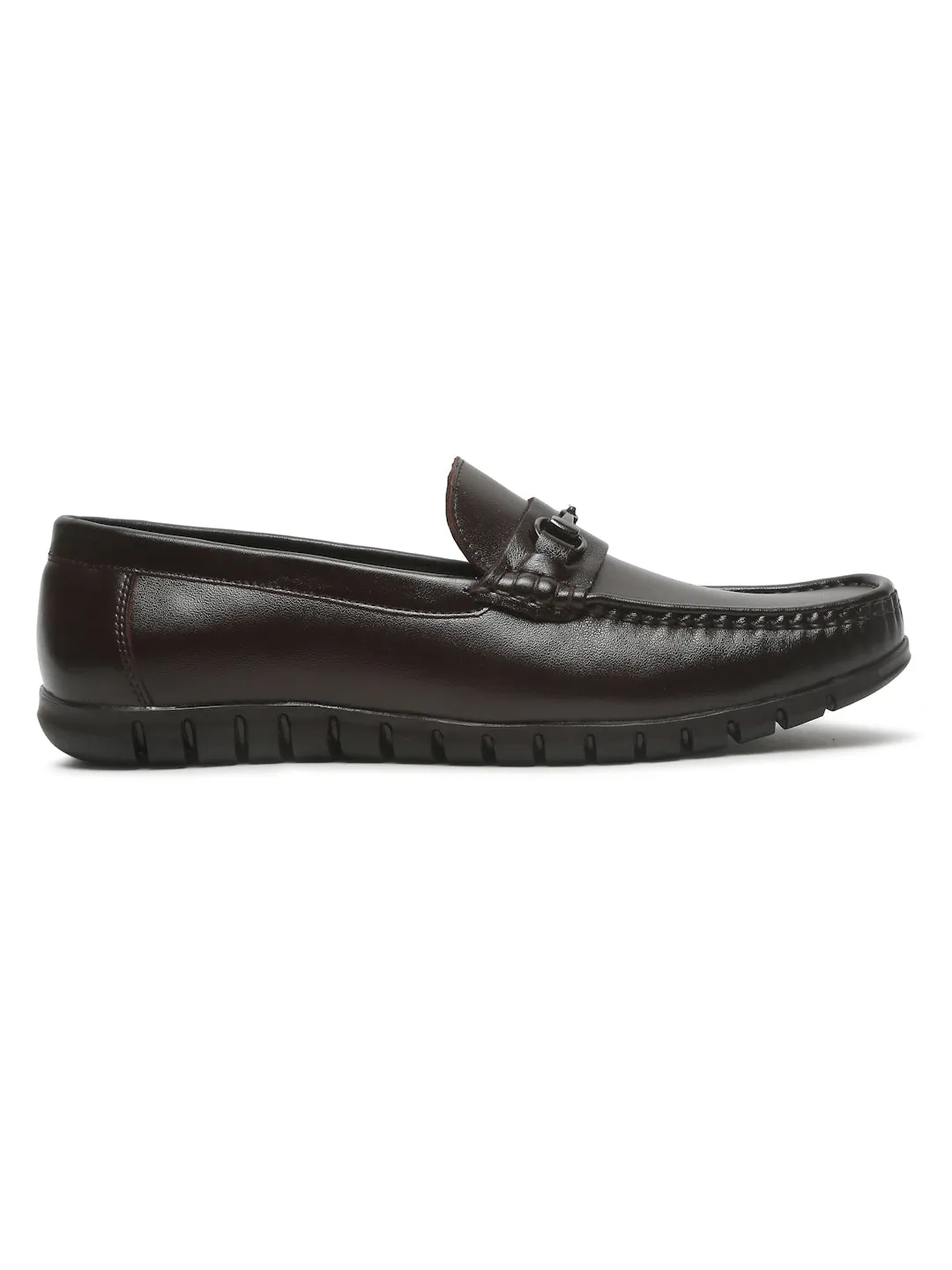 Men's Brown Solid Leather Loafers