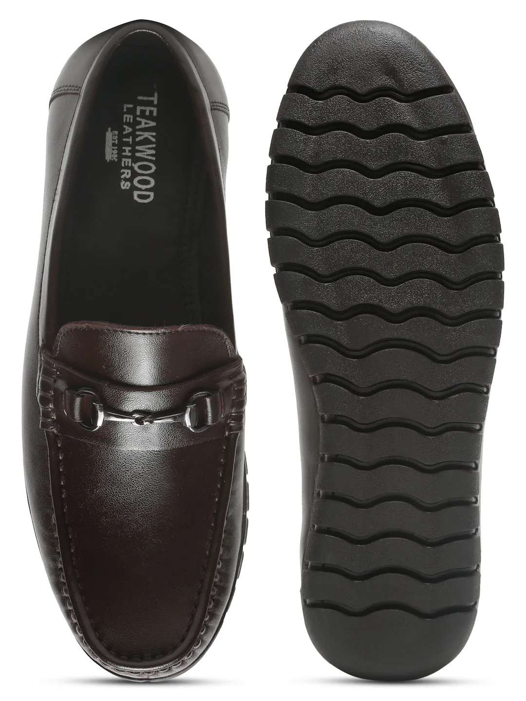 Men's Brown Solid Leather Loafers