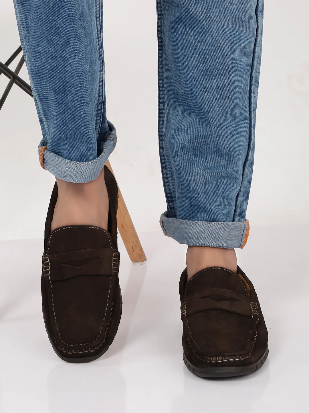 Men's Brown Suede Leather Loafers