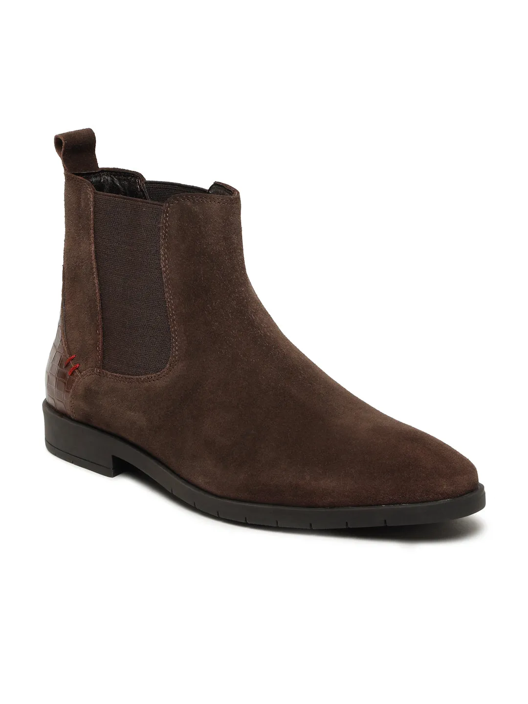 Men's Brown Suede Leather Mid-Top Chelsea Boots