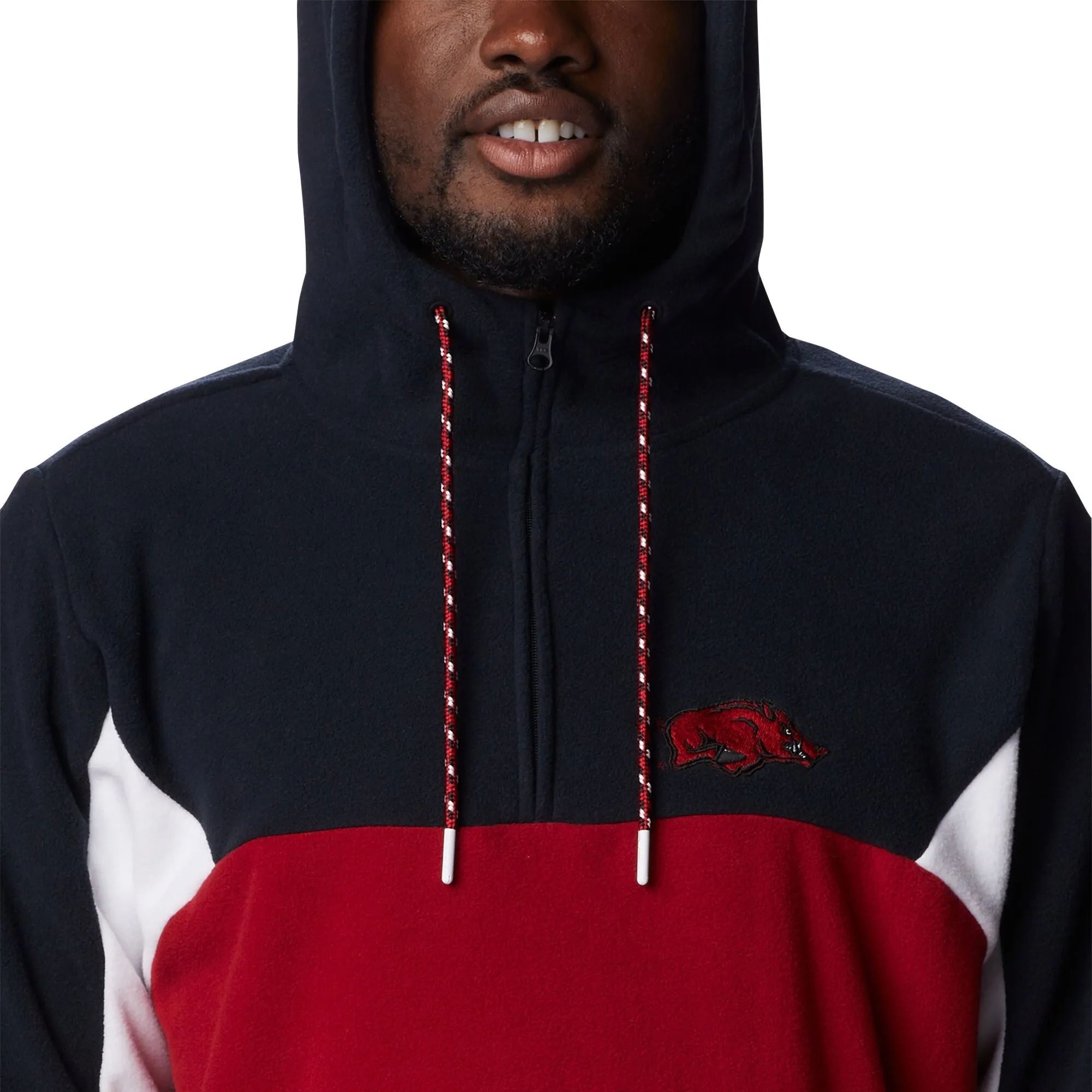 Men's Columbia Cardinal Arkansas Razorbacks Lodge Quarter-Zip Hoodie