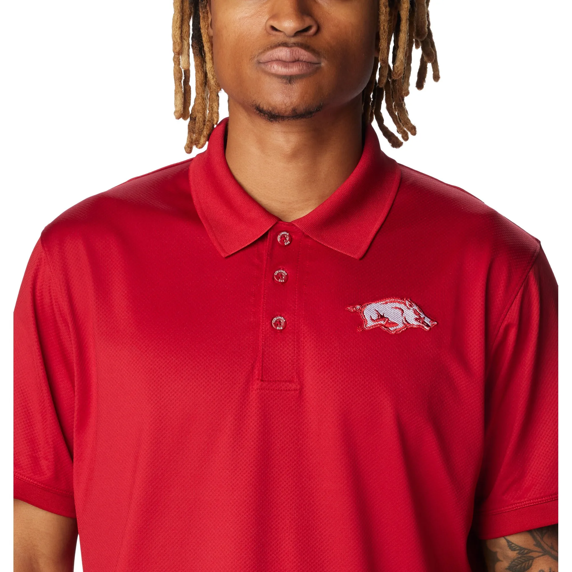 Men's Columbia Cardinal Arkansas Razorbacks PFG Tamiami Omni-Shade Polo