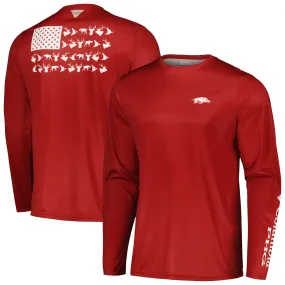 Men's Columbia Cardinal Arkansas Razorbacks Terminal Shot Omni-Shade Omni-Wick Long Sleeve T-Shirt