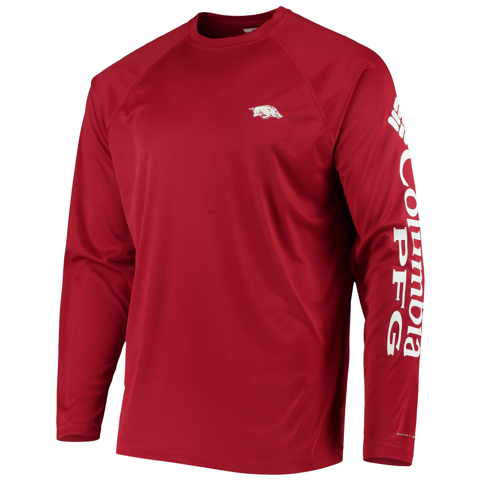 Men's Columbia Cardinal Arkansas Razorbacks Terminal Tackle Omni-Shade Raglan Long Sleeve T-Shirt