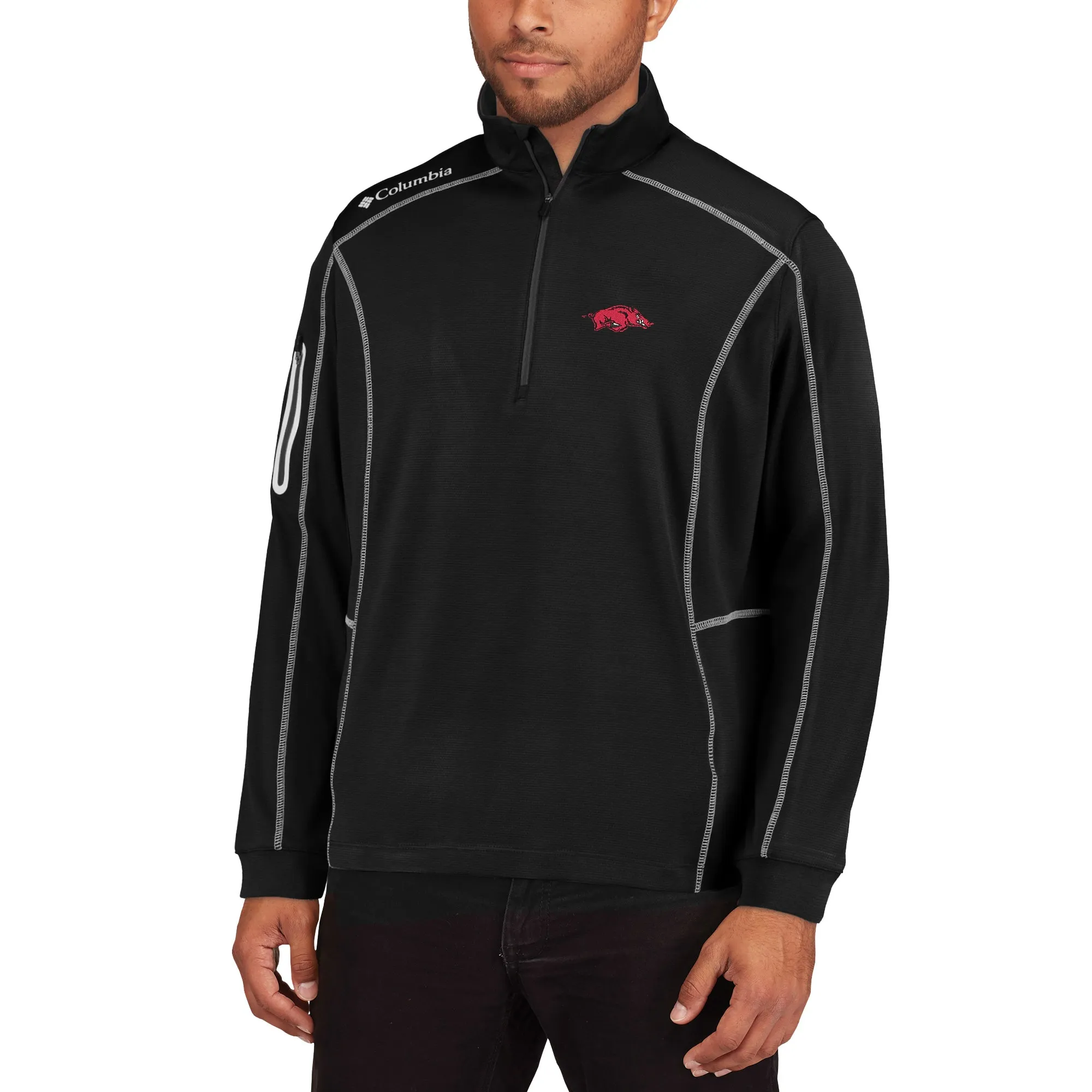 Men's Columbia Golf Black Arkansas Razorbacks Shotgun Quarter-Zip Pullover