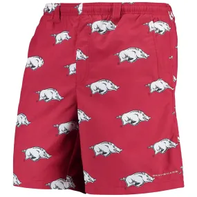 Men's Columbia PFG Cardinal Arkansas Razorbacks Backcast II 8 Omni-Shade Hybrid Shorts