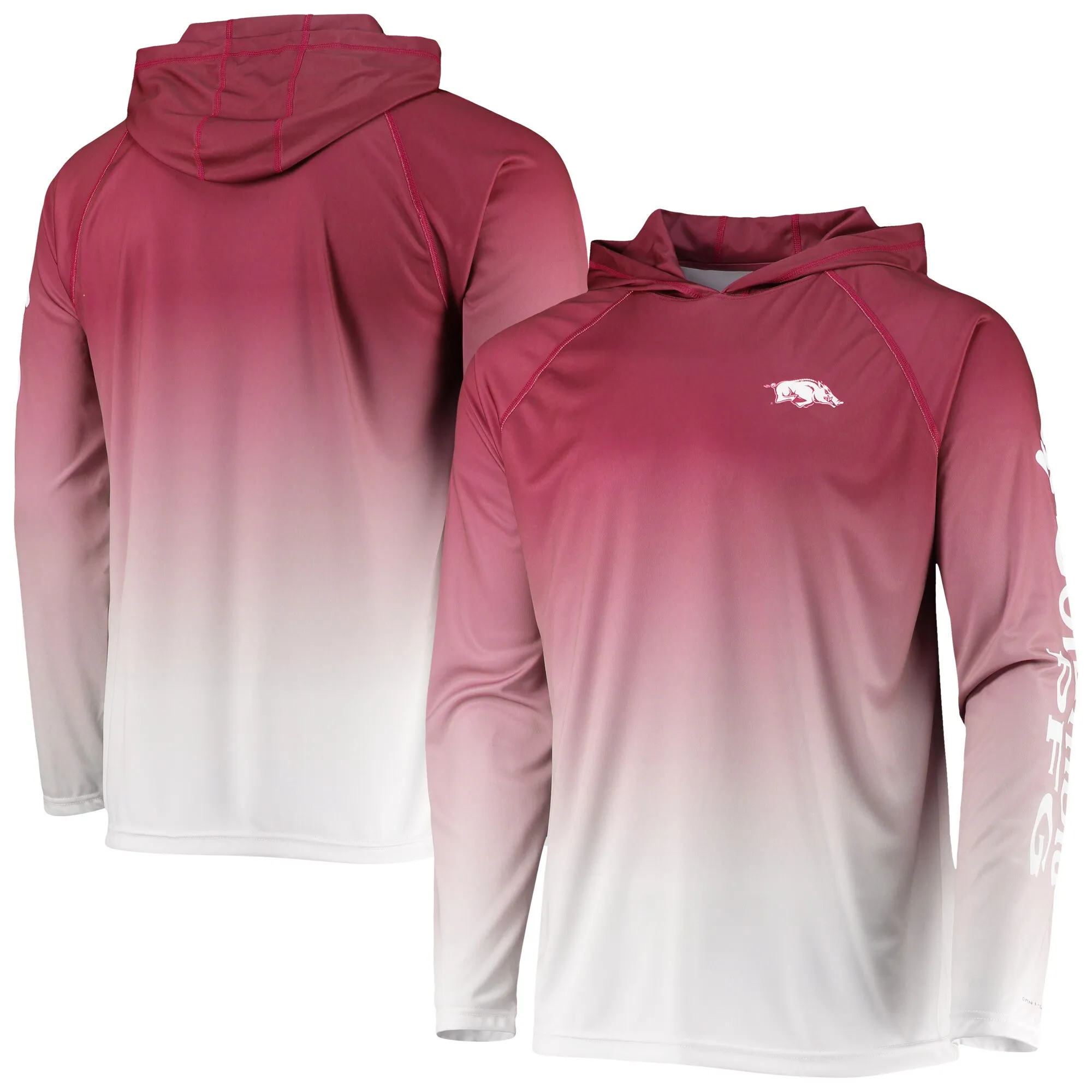 Men's Columbia PFG Cardinal Arkansas Razorbacks Terminal Tackle Omni-Shade UPF 50 Long Sleeve Hooded Top