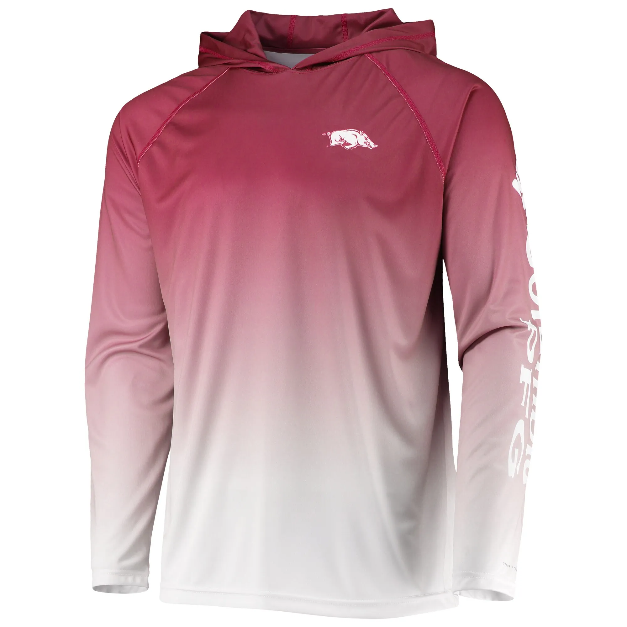 Men's Columbia PFG Cardinal Arkansas Razorbacks Terminal Tackle Omni-Shade UPF 50 Long Sleeve Hooded Top