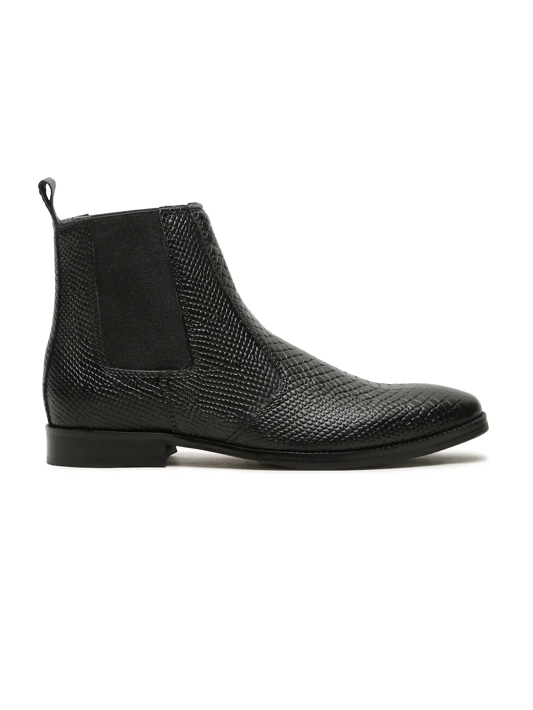 Men's Croco Texture Black Leathers Boots