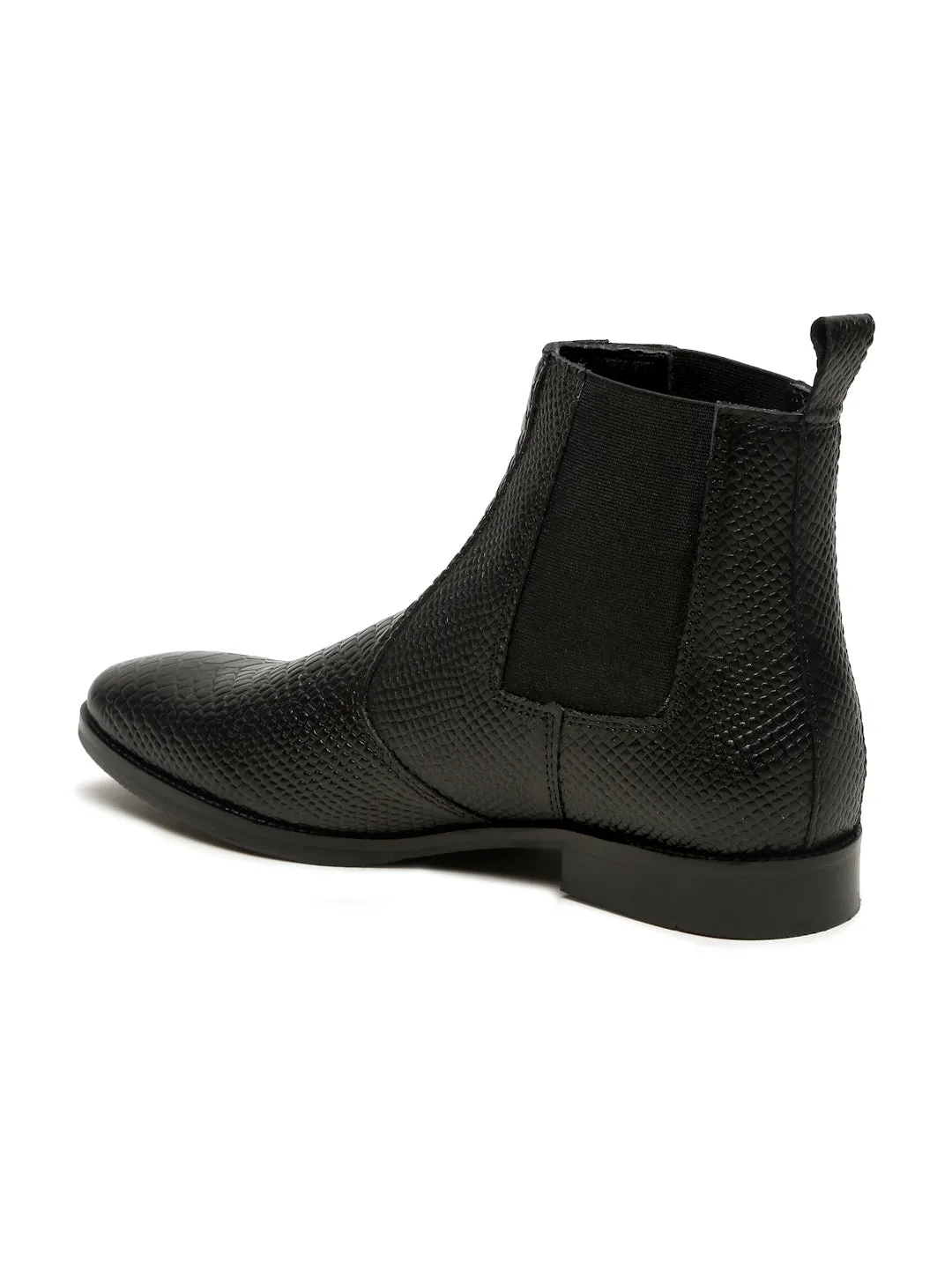 Men's Croco Texture Black Leathers Boots