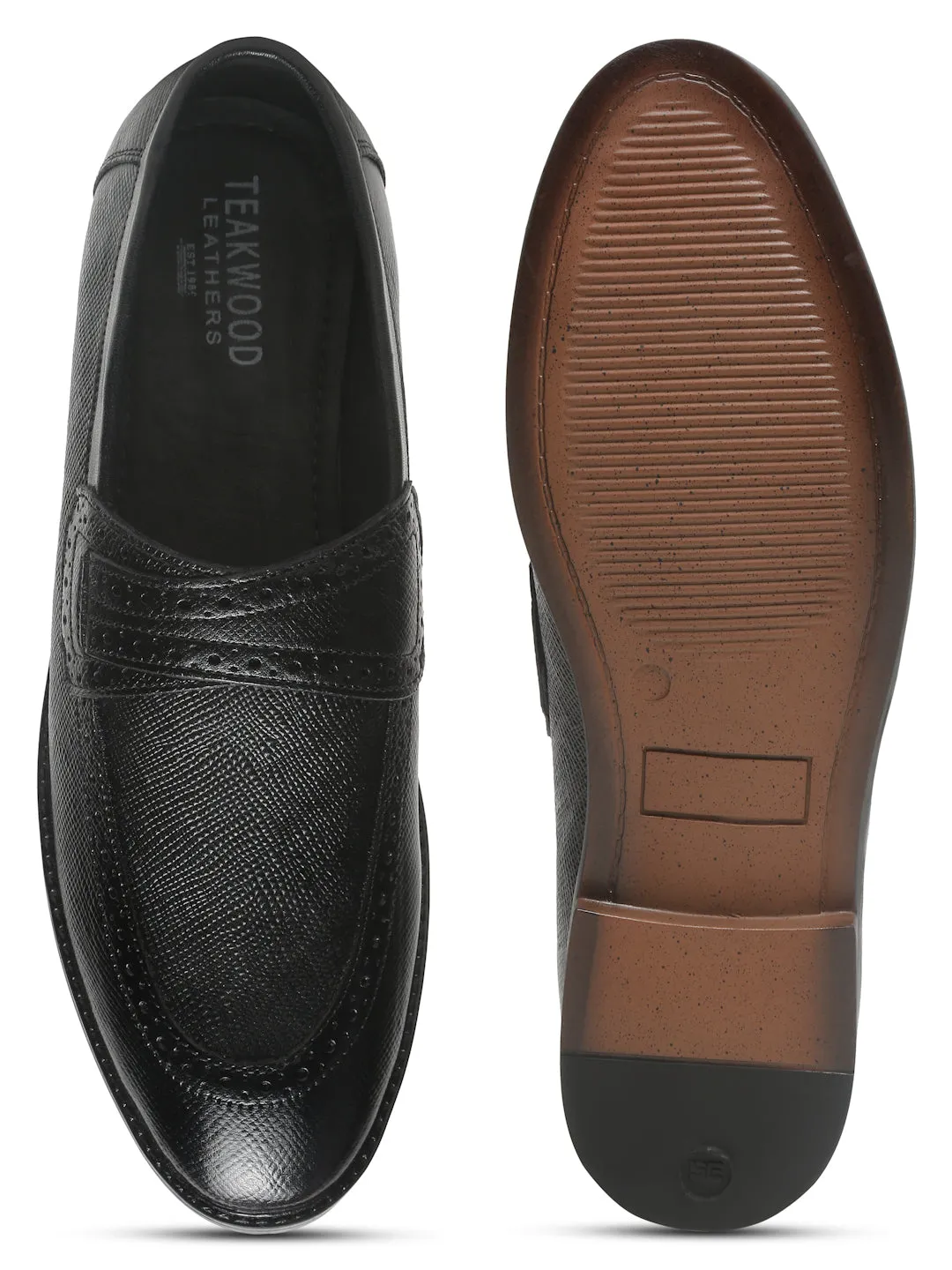 Mens's Black Texture Leather Loafers