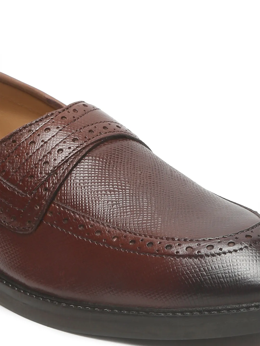 Mens's Brown Texture Leather Loafers