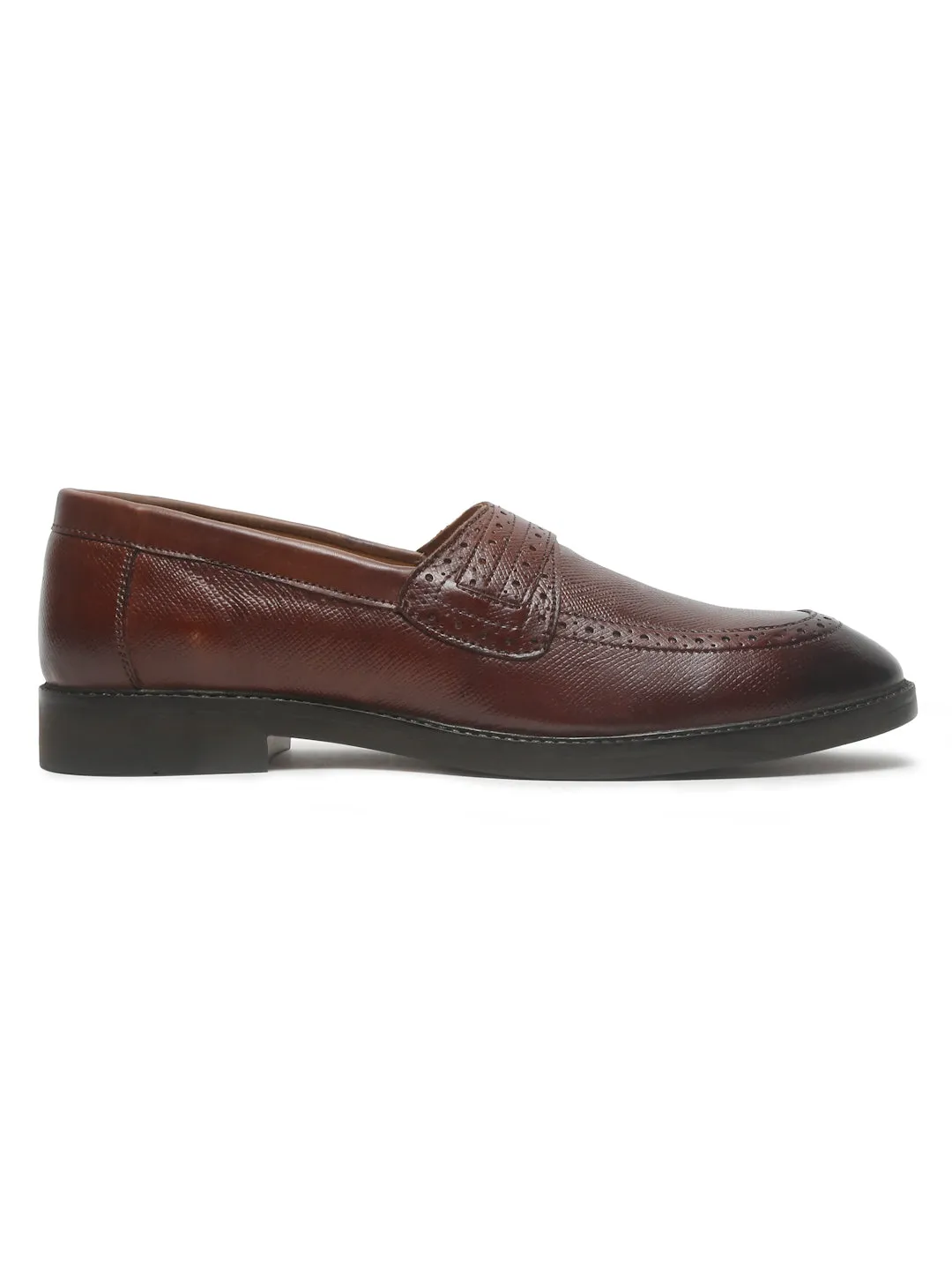 Mens's Brown Texture Leather Loafers