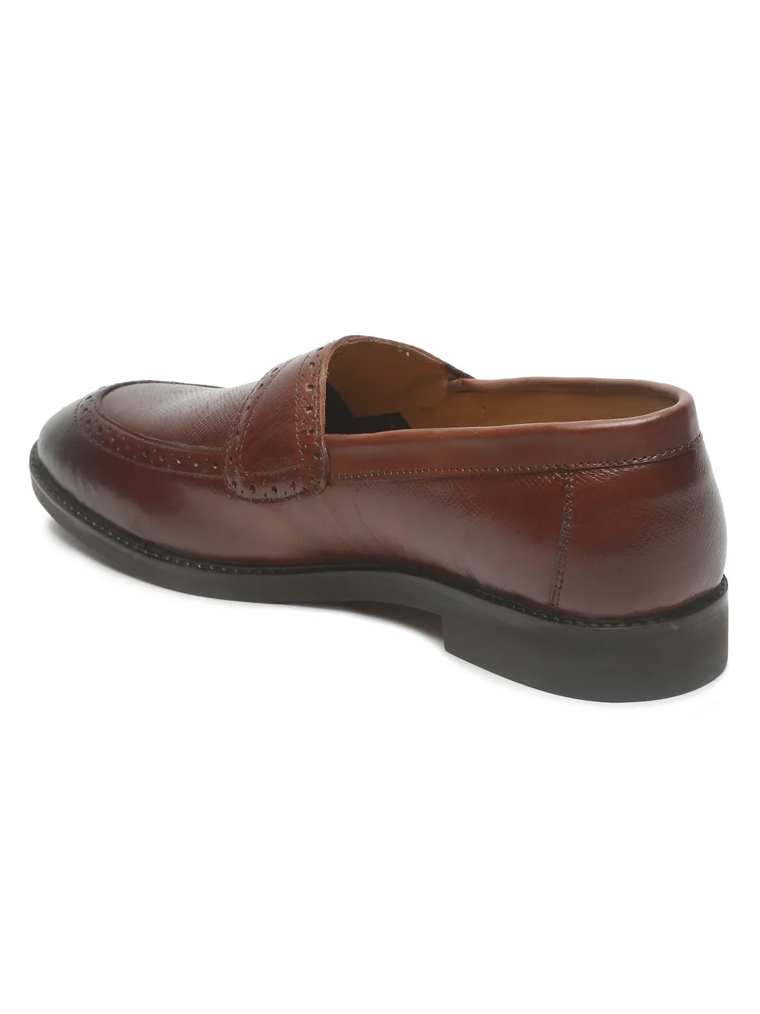 Mens's Brown Texture Leather Loafers