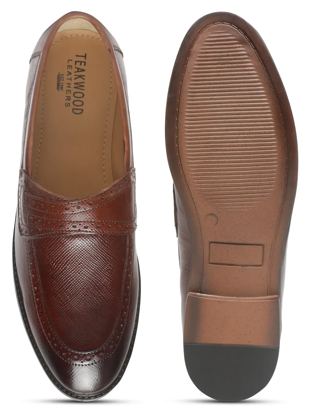 Mens's Brown Texture Leather Loafers