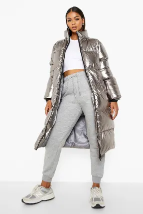 Metallic Longline Puffer Jacket