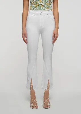 Mira Front Slit Crop Flare Jeans - White