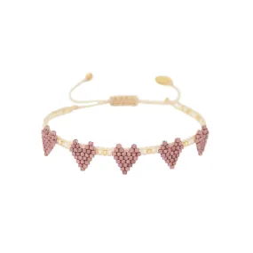 mishky Multi Heart Row Bracelet Pink, Cream and Gold