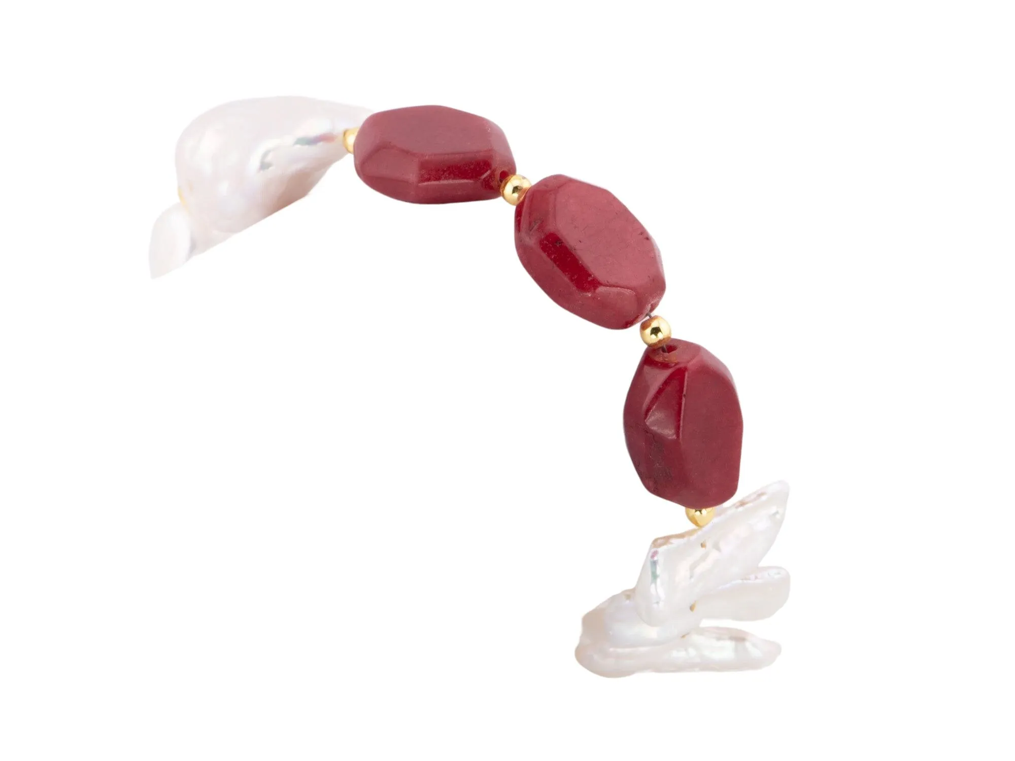 Mixed Baroque Pearl and Red Onyx Bracelet P1043