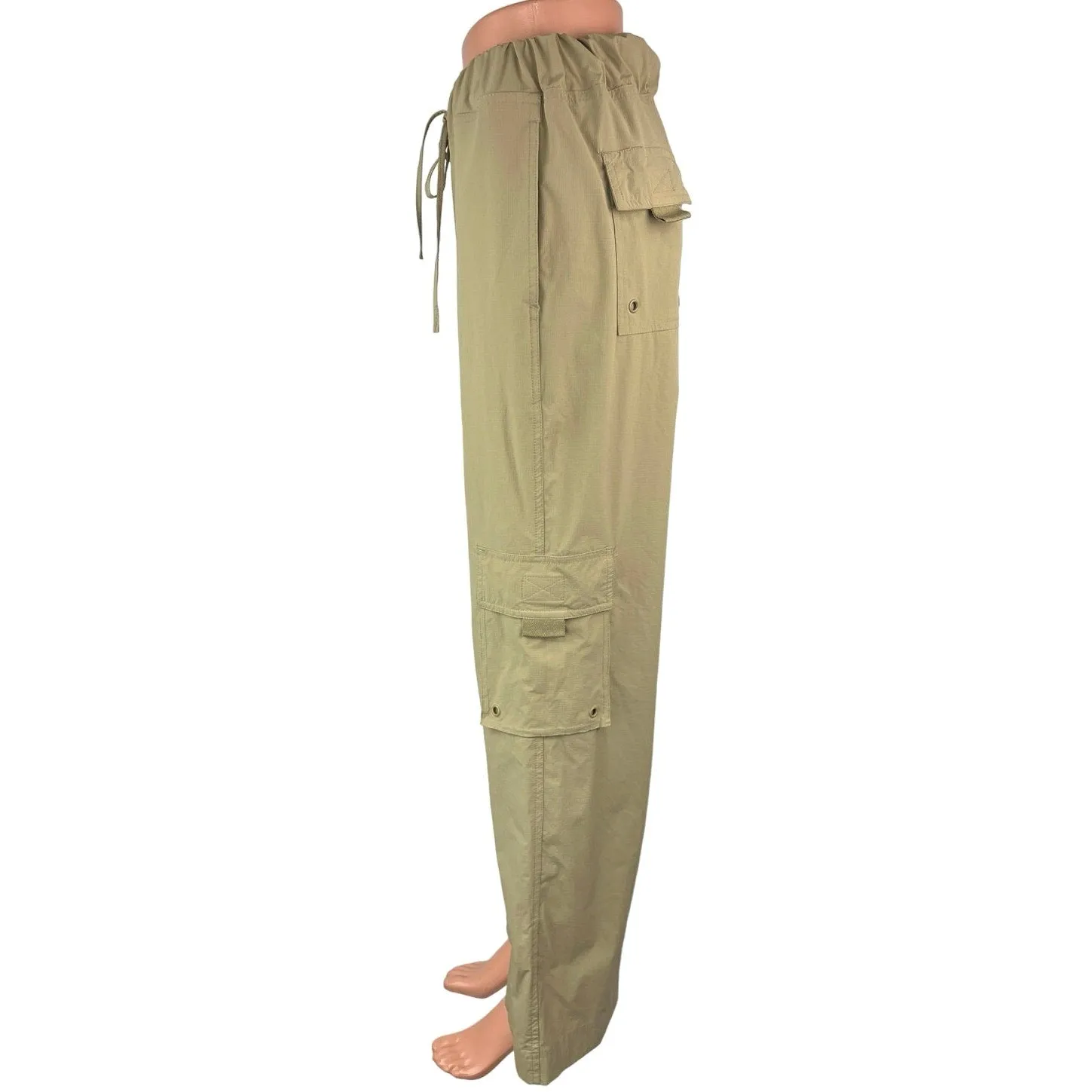 Mono B Women's Green Windbreaker Parachute Cargo Wide Leg Sweat Pants Size M