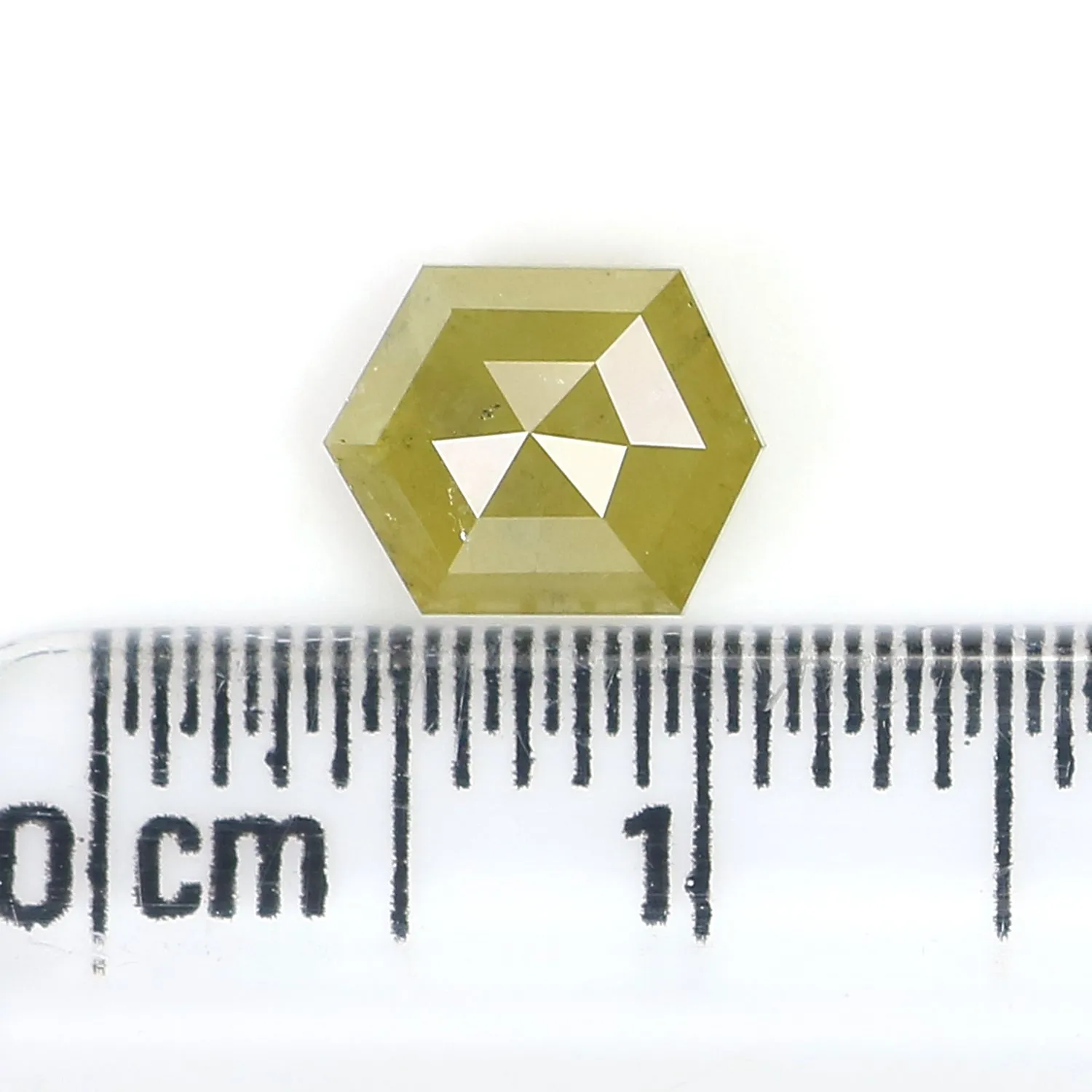 Natural Loose Hexagon Yellow Green Color Diamond 1.31 CT 7.35 MM Hexagon Shape Rose Cut Diamond KR2256