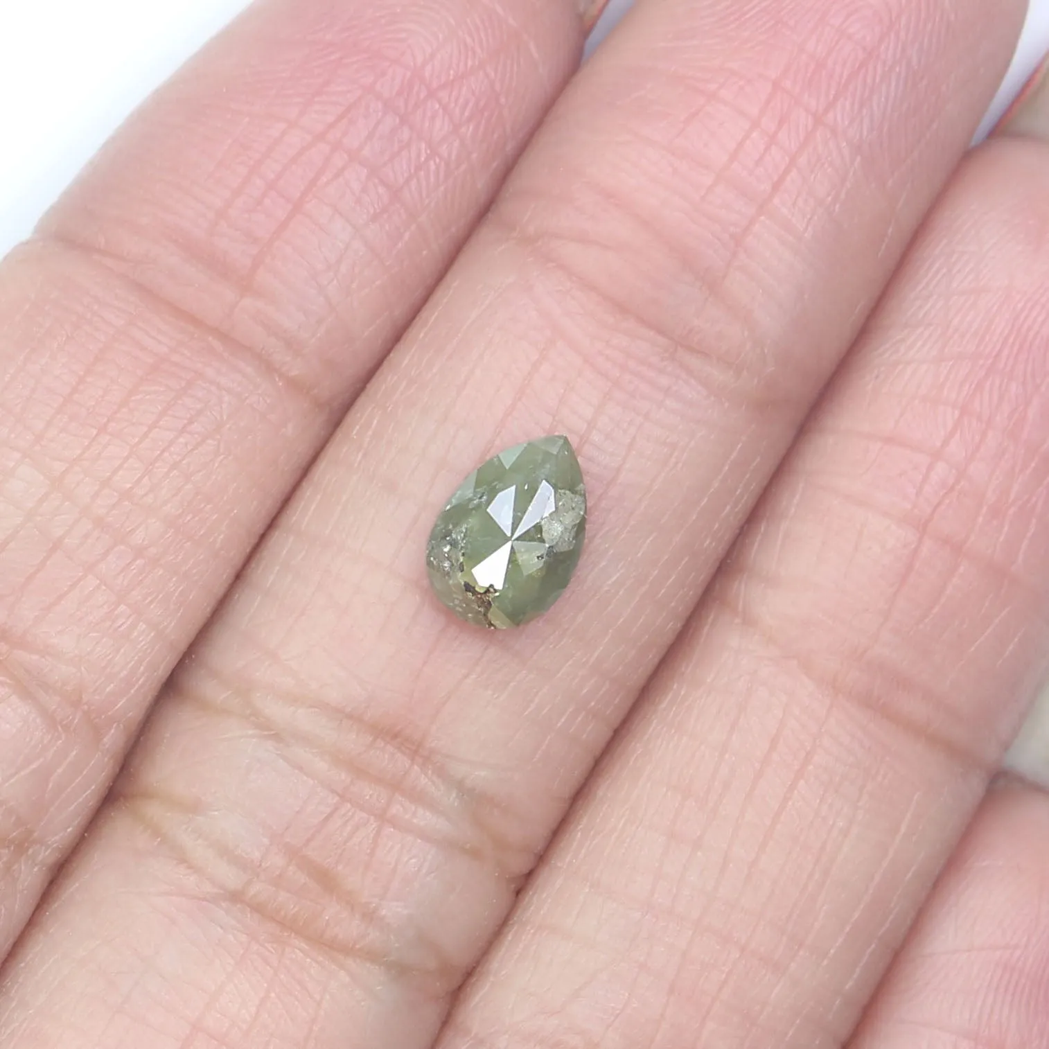 Natural Loose Pear Green Color Diamond 0.91 CT 7.65 MM Pear Shape Rose Cut Diamond L9937