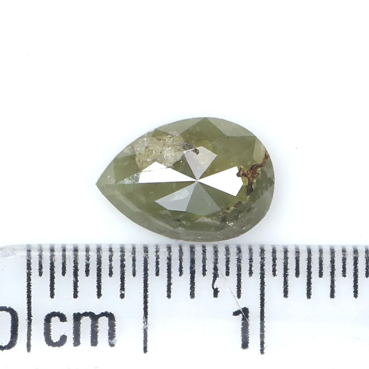 Natural Loose Pear Green Color Diamond 0.91 CT 7.65 MM Pear Shape Rose Cut Diamond L9937