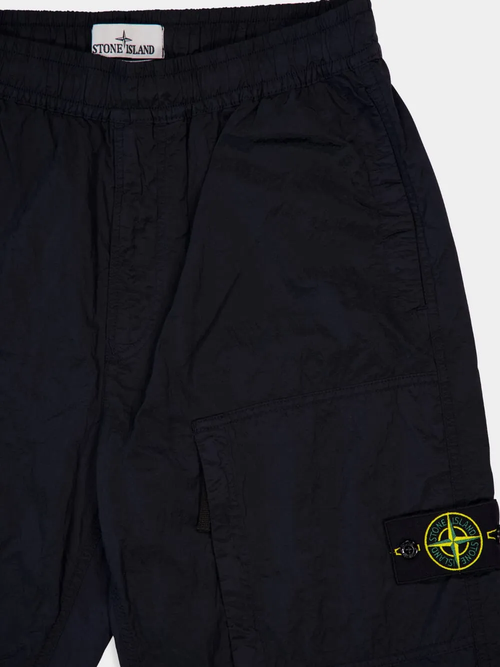 Navy Blue Cargo Jogger Pants in Nylon