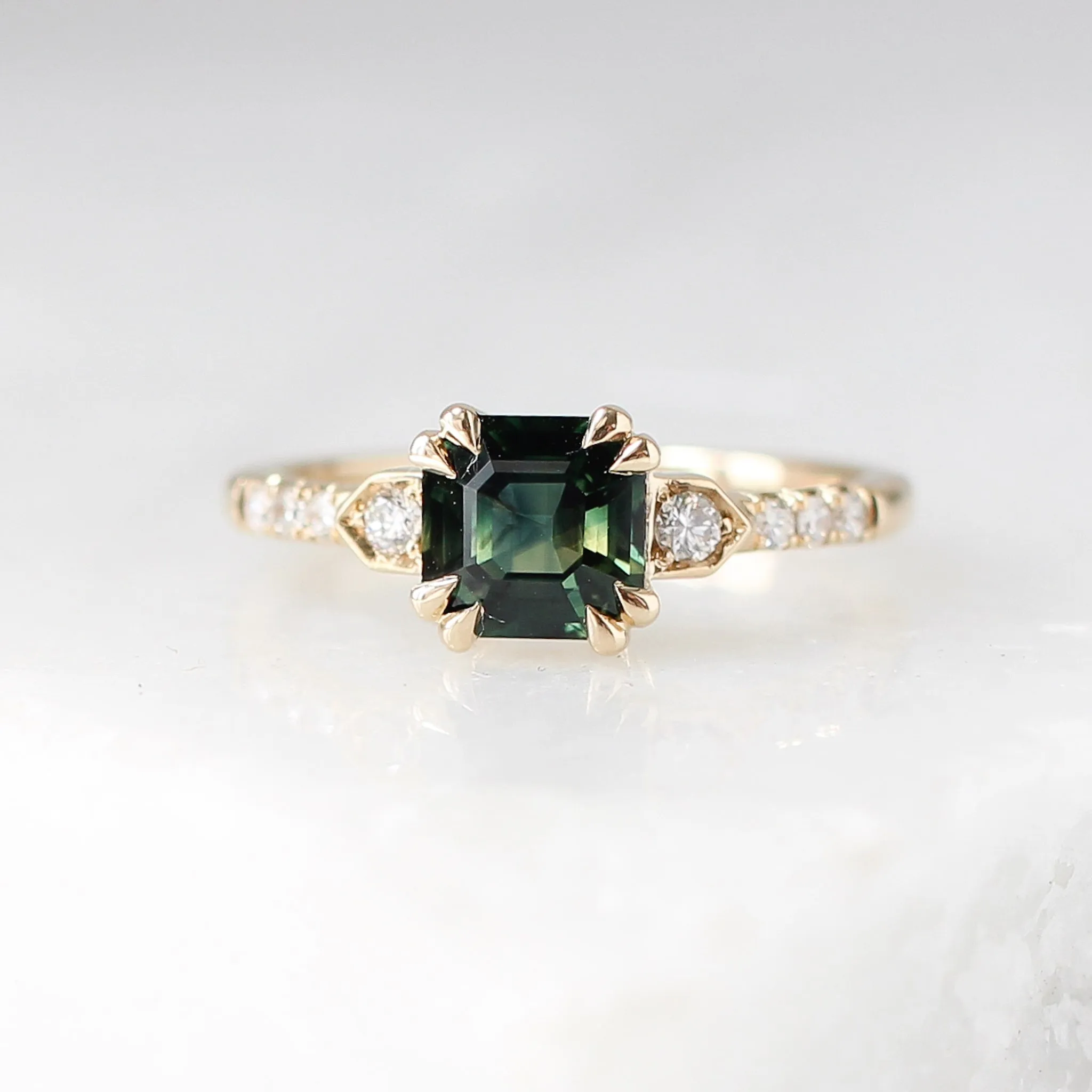 Nebula Green Sapphire and Diamond Ring