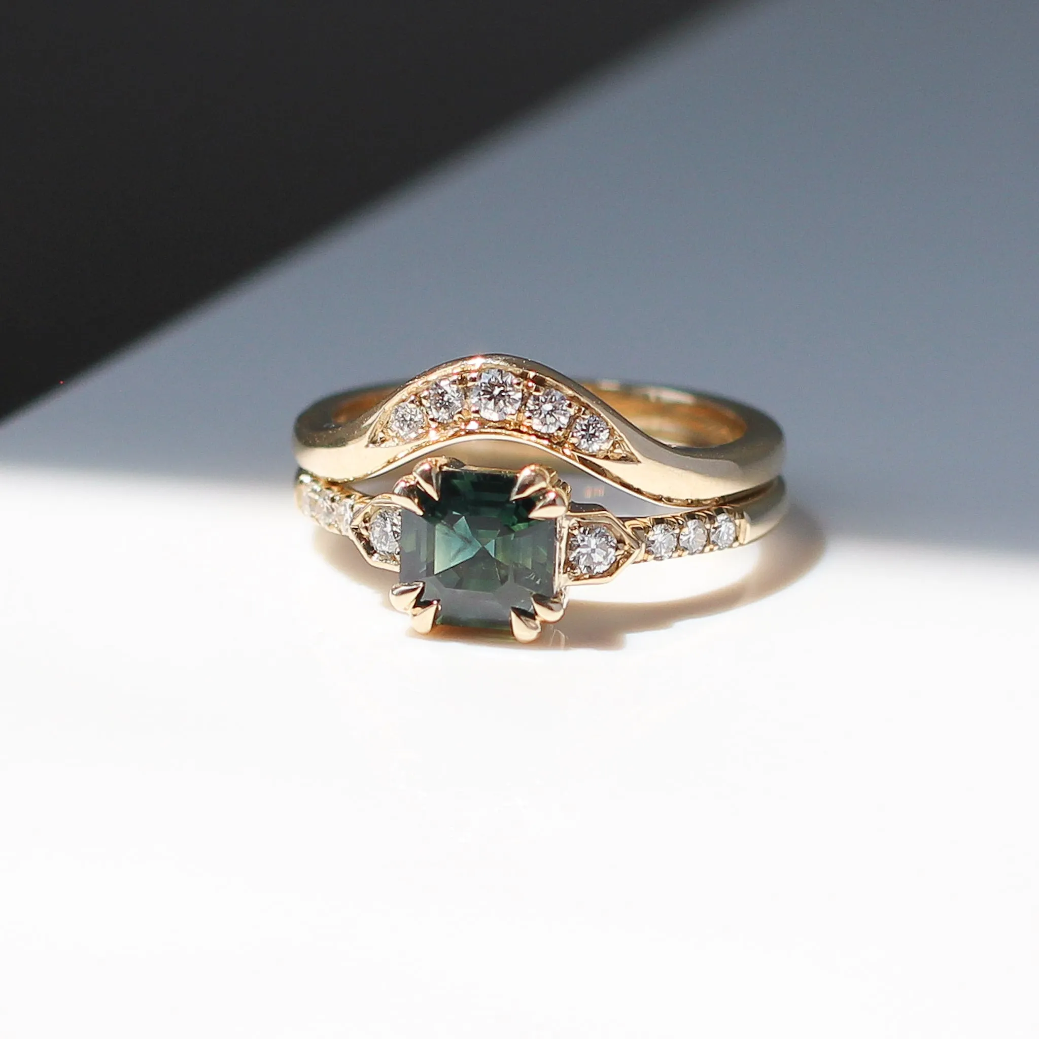 Nebula Green Sapphire and Diamond Ring