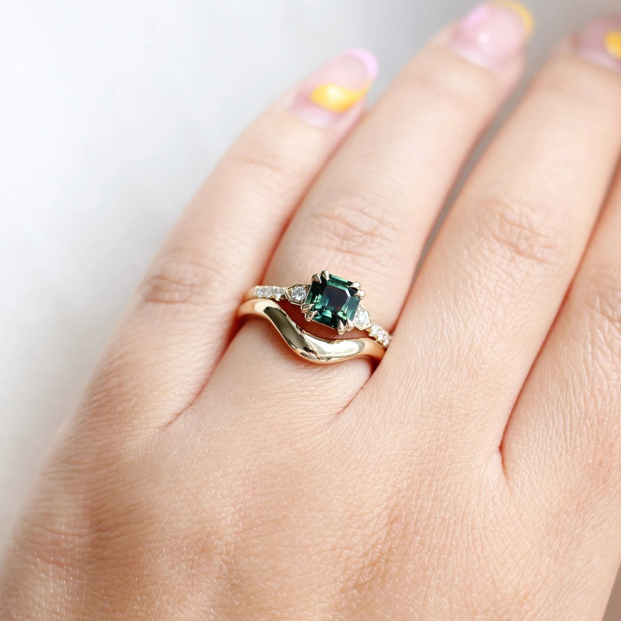 Nebula Green Sapphire and Diamond Ring