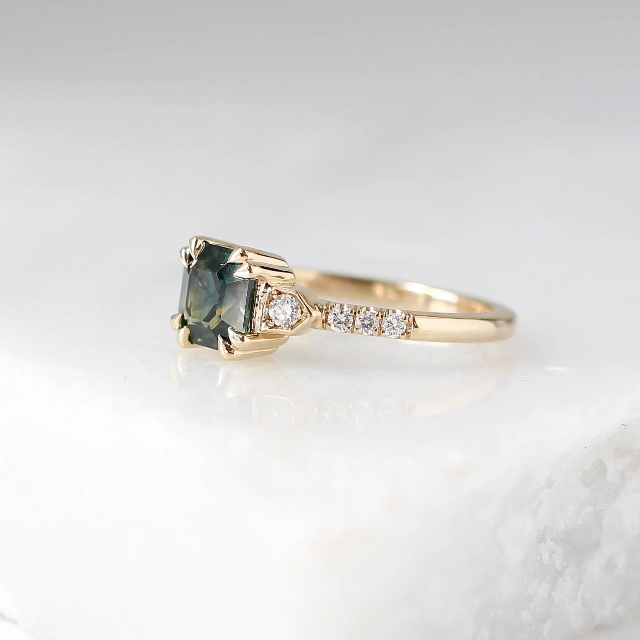 Nebula Green Sapphire and Diamond Ring