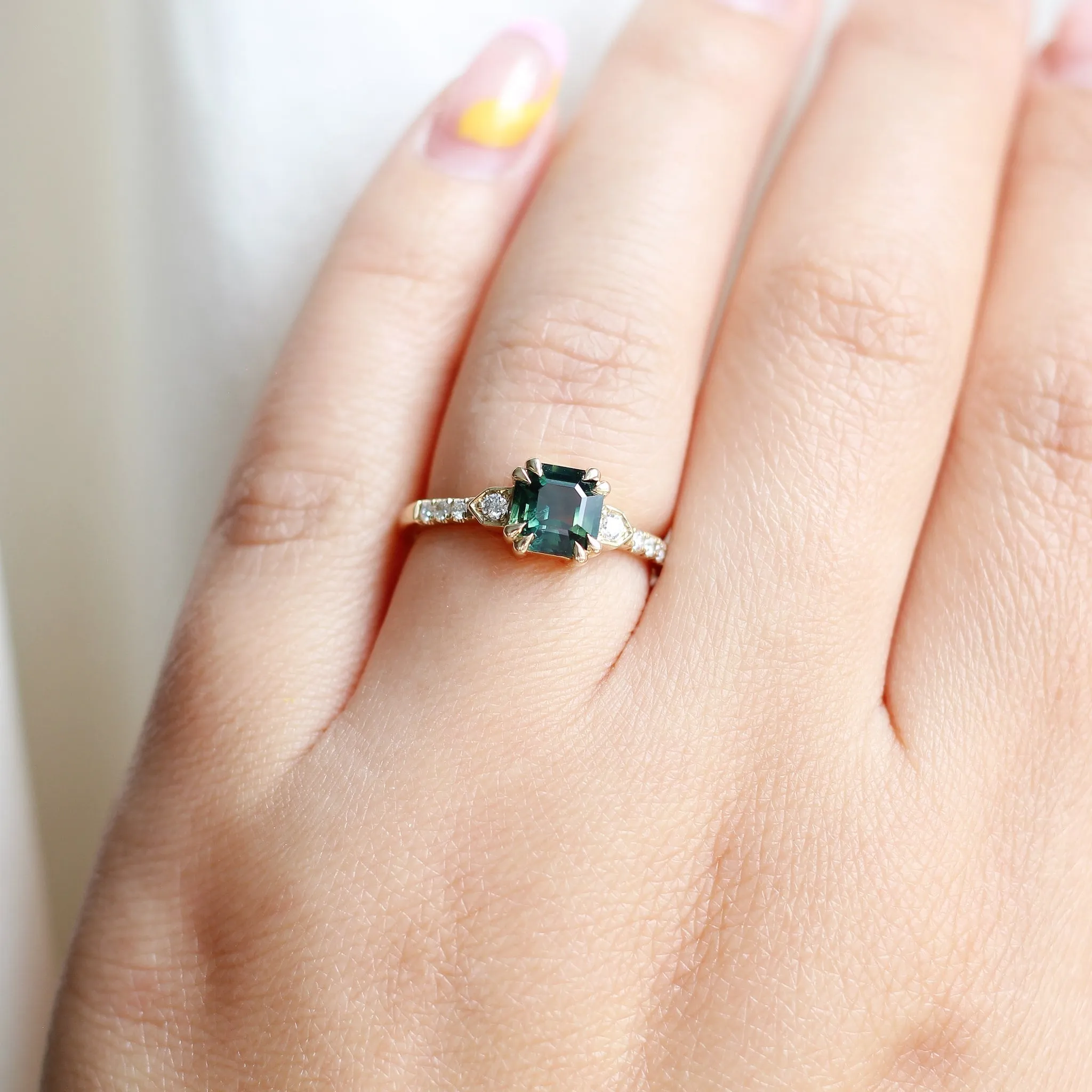 Nebula Green Sapphire and Diamond Ring