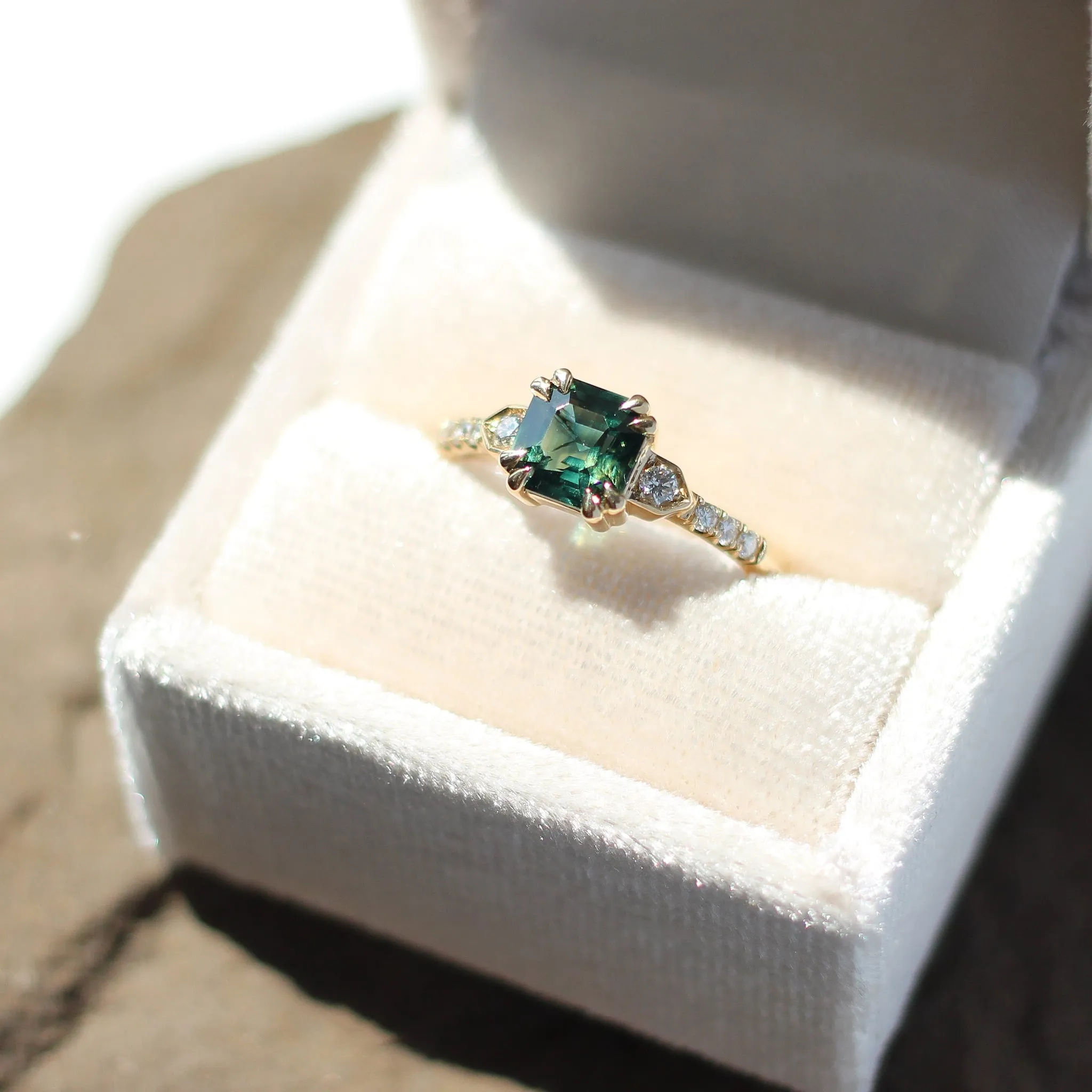 Nebula Green Sapphire and Diamond Ring