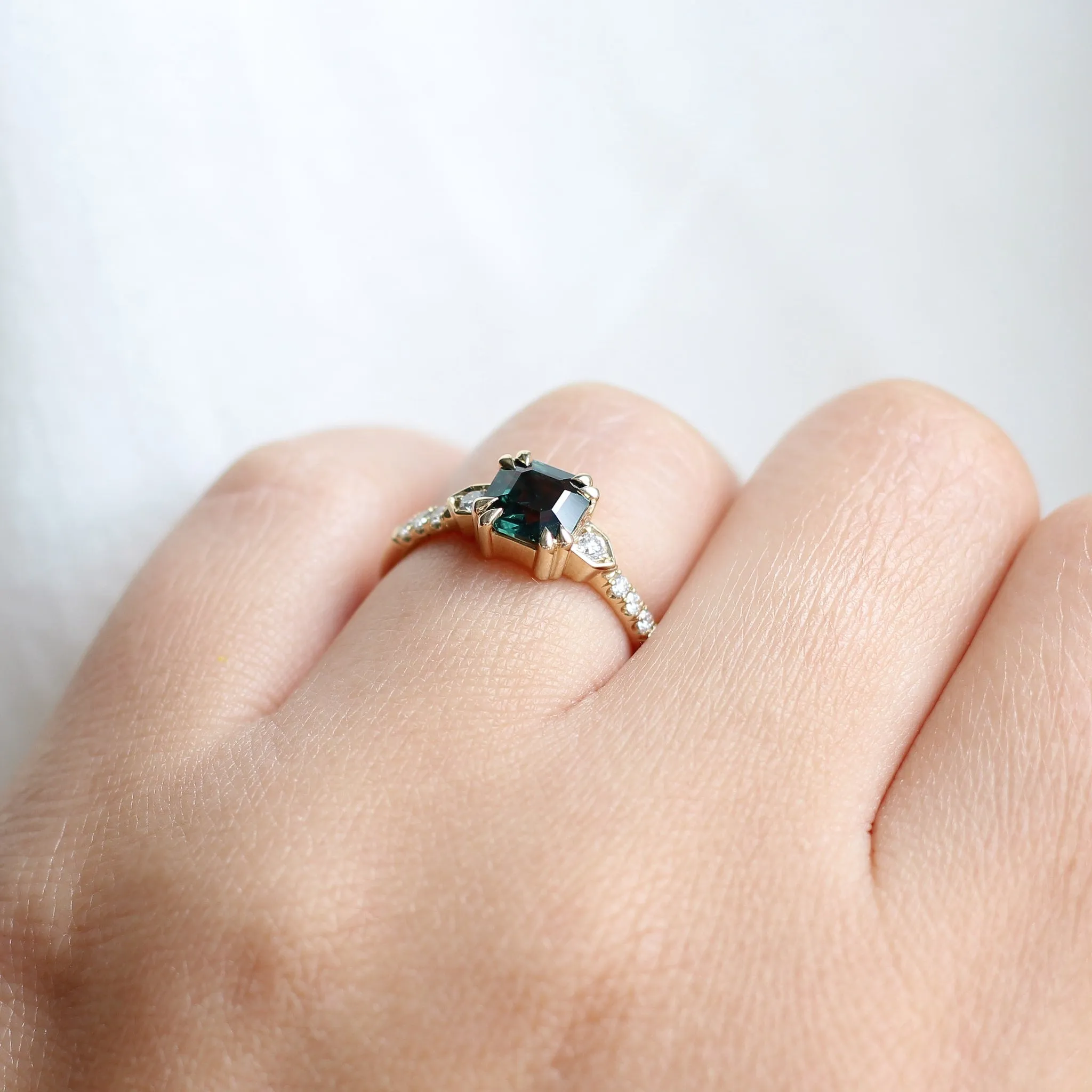 Nebula Green Sapphire and Diamond Ring