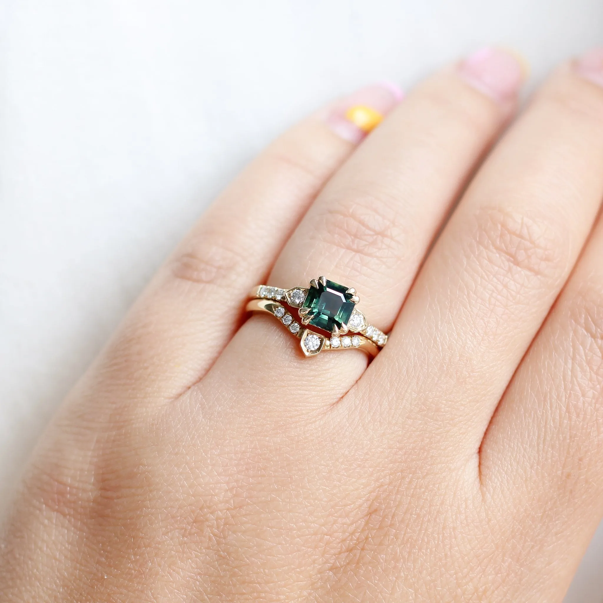 Nebula Green Sapphire and Diamond Ring