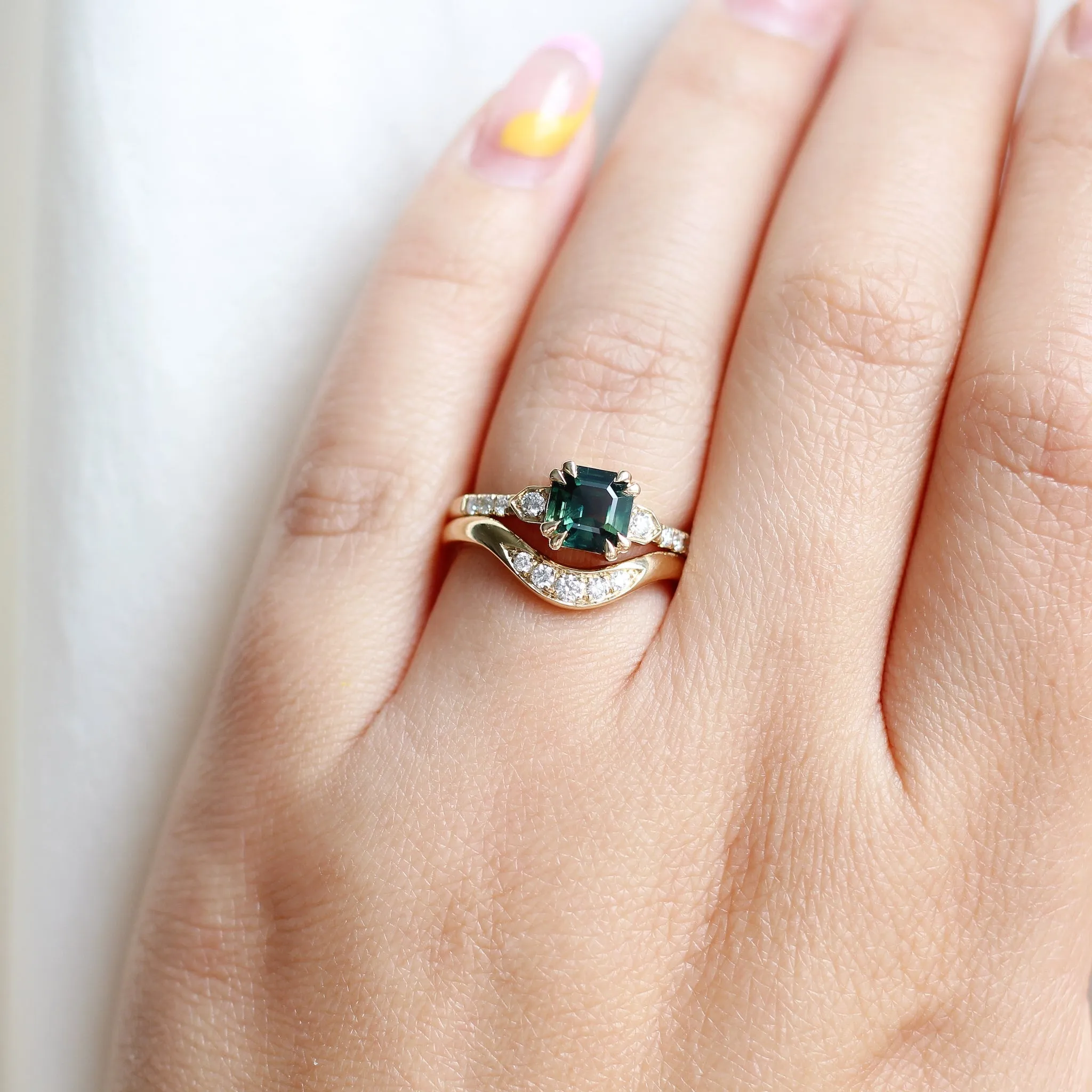 Nebula Green Sapphire and Diamond Ring