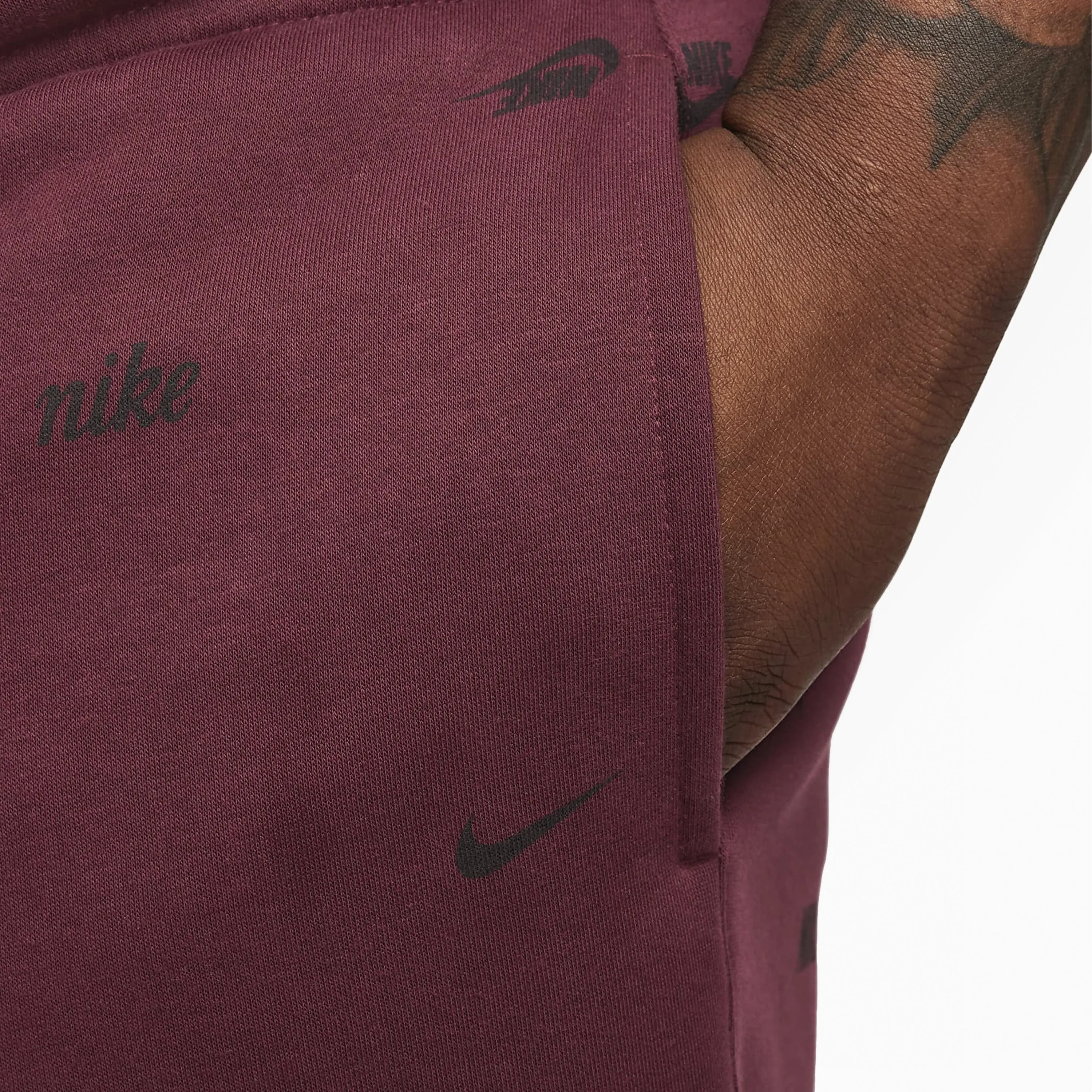 NIKE CLUB FLEECE ALLOVER PRINT JOGGERS NIGHT BROWN & BLACK - FB7437