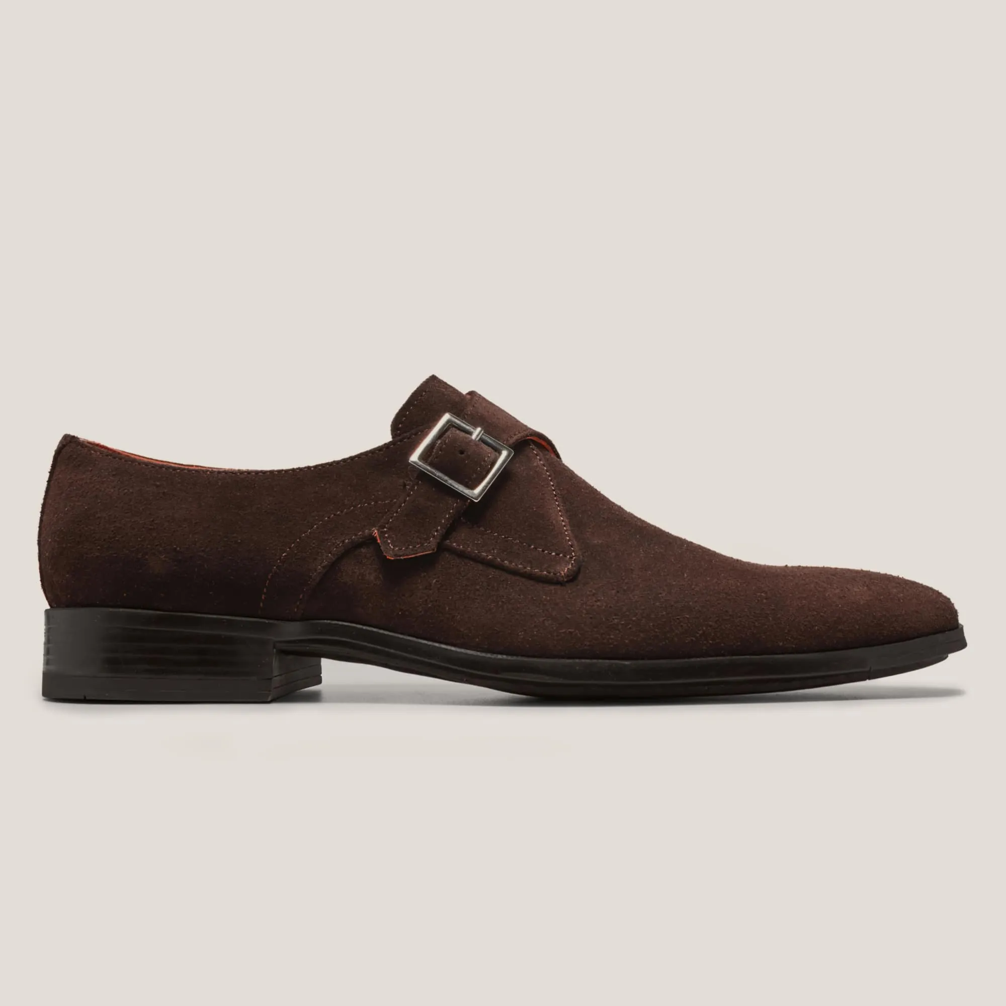 NY24 Chocolate Brown Suede Single Monk Shoes