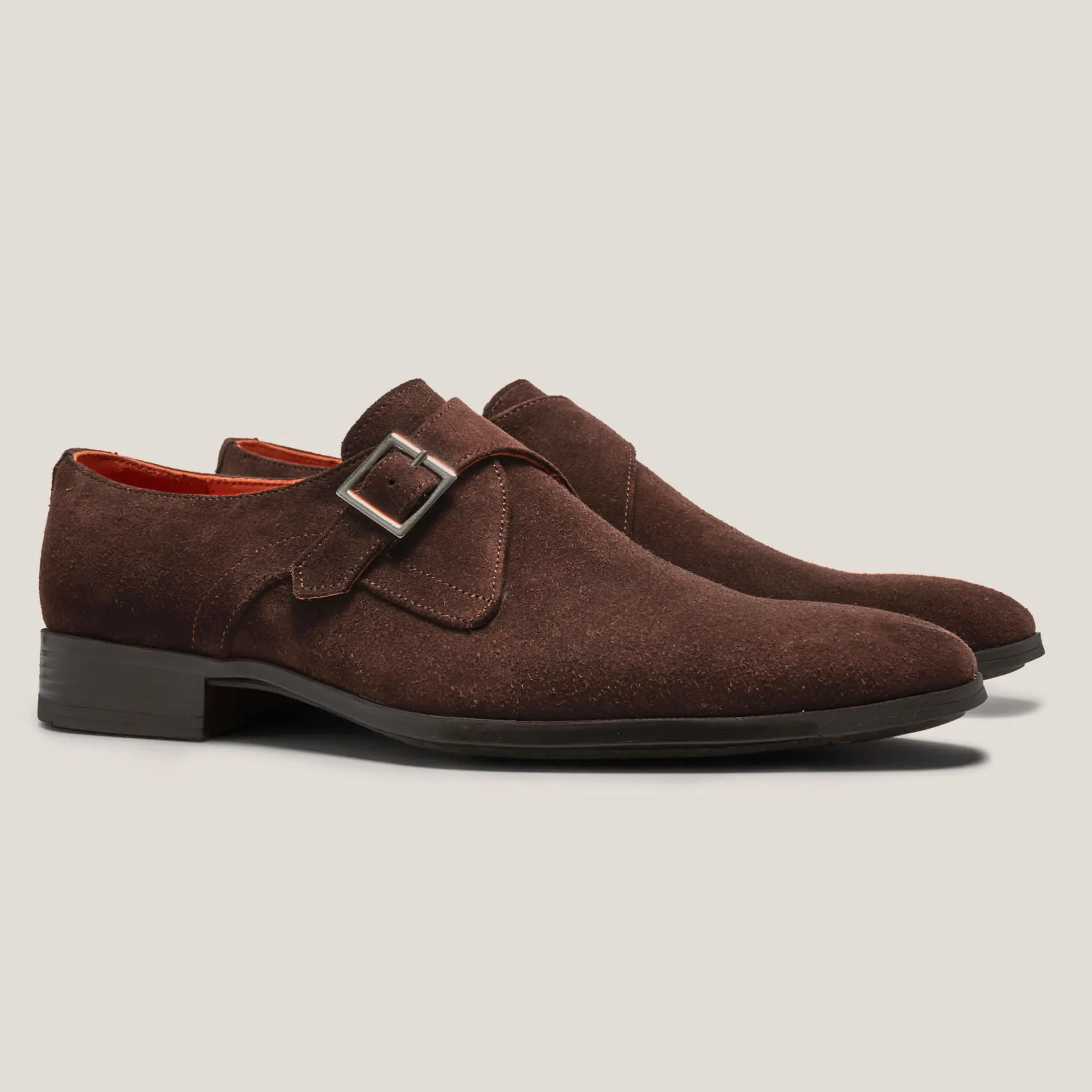 NY24 Chocolate Brown Suede Single Monk Shoes