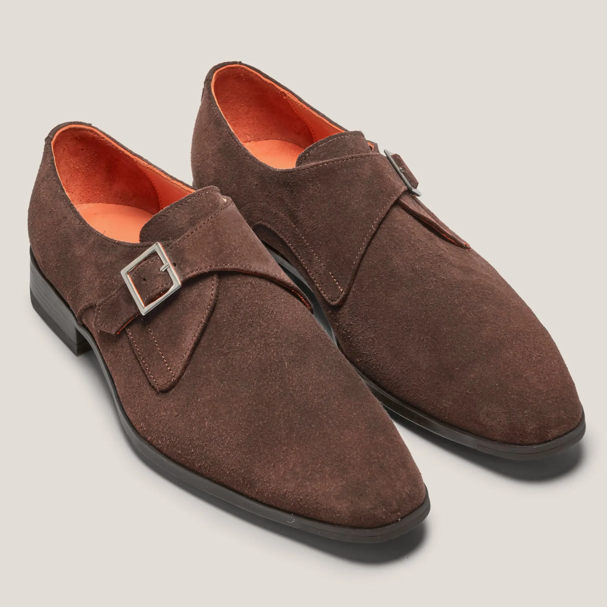 NY24 Chocolate Brown Suede Single Monk Shoes